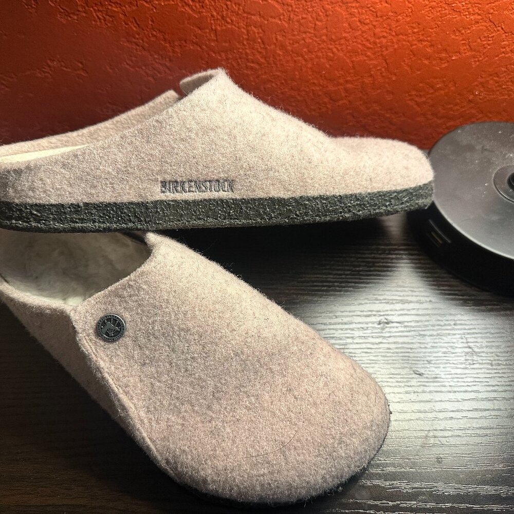 Used - Birkenstock Zermatt Shearling Wool Felt Slippers - Pink US 8/EU 39
